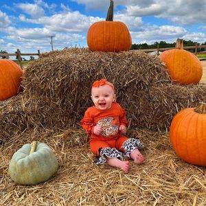 6/12 MONTHS Fall Vibes Leopard Print Ruffle Romper for babies